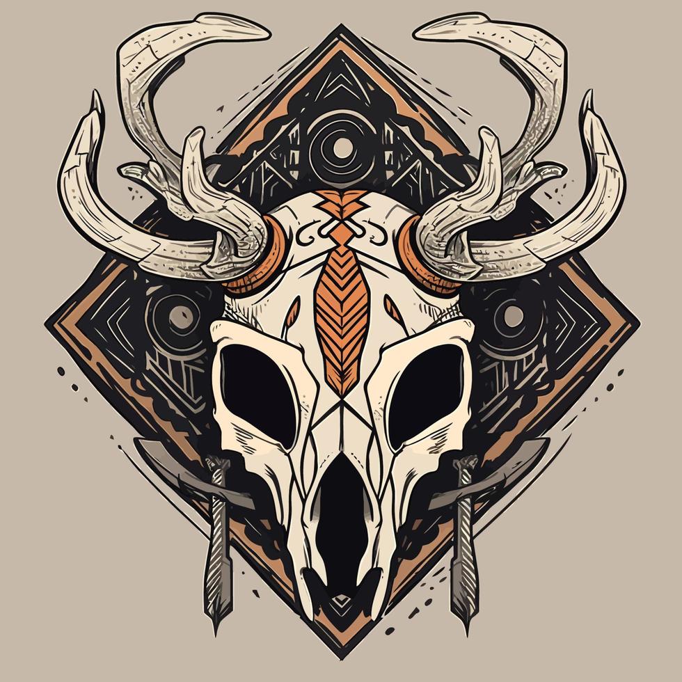 Shamans Skull Mask Vector Logo