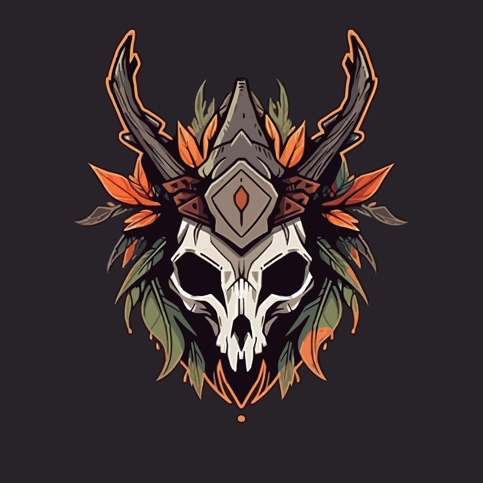 Shamans Skull Mask Vector Logo