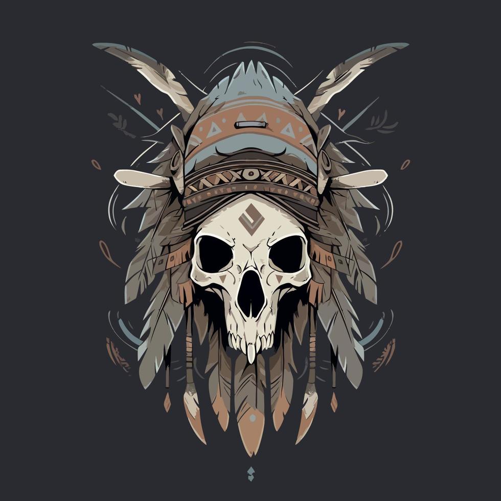 Shamans Skull Mask Vector Logo