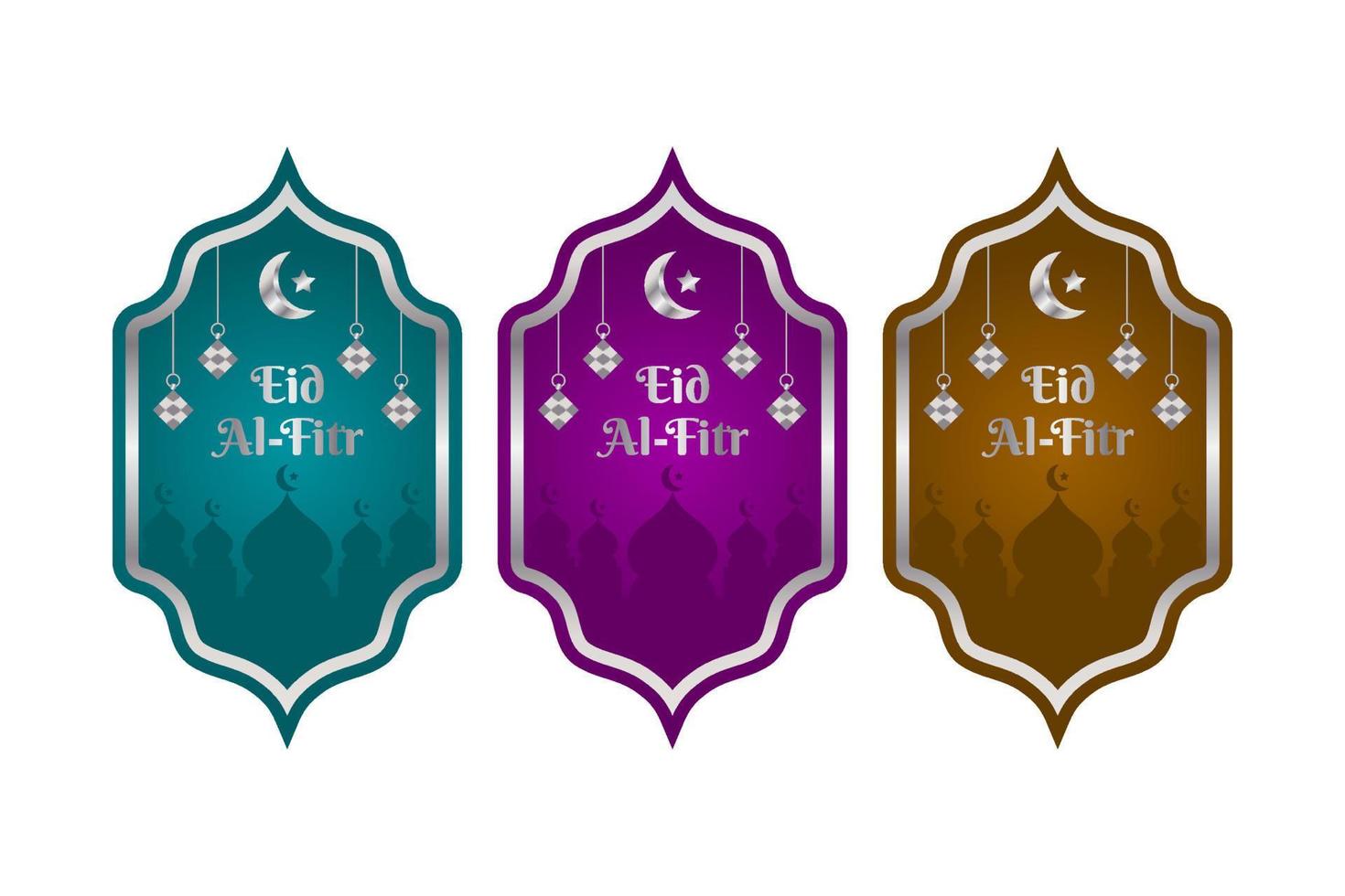 Eid Al-Fitr Silver Label Design vector