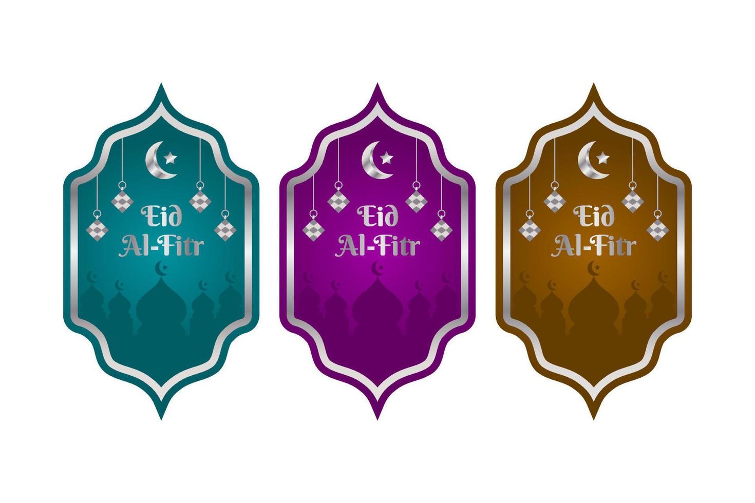 Eid Al-Fitr Silver Label Design vector