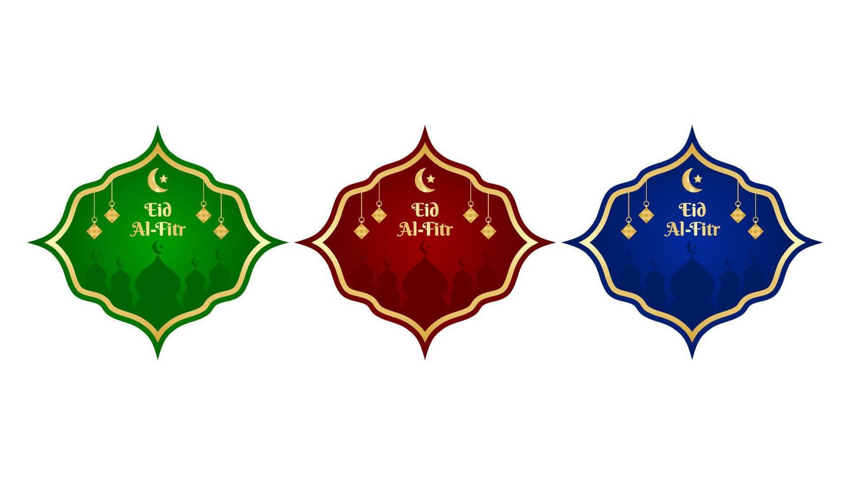 Eid Al-Fitr Golden Label Design vector