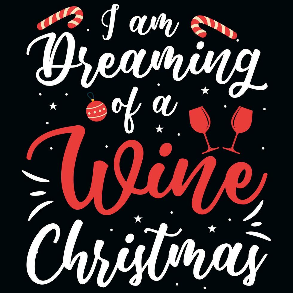 Christmas drink wine typography tshirt design vector