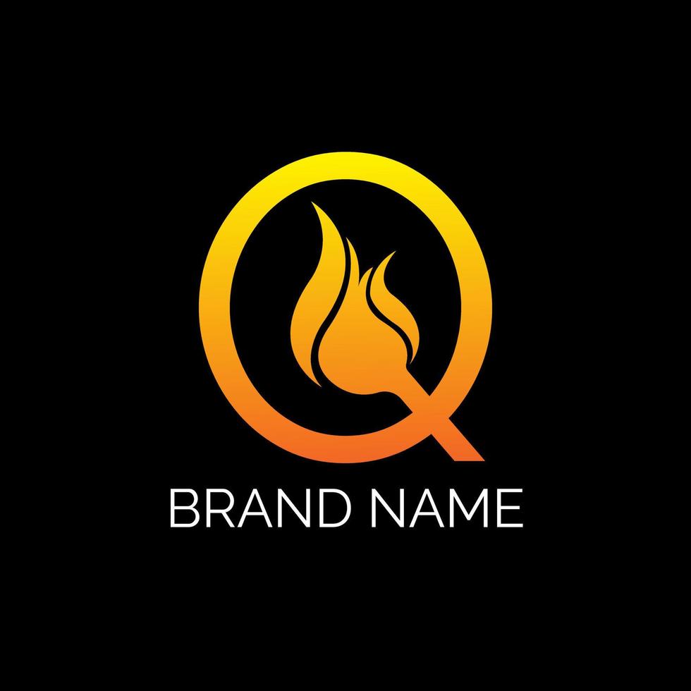 Q fire logo design concept pro vector