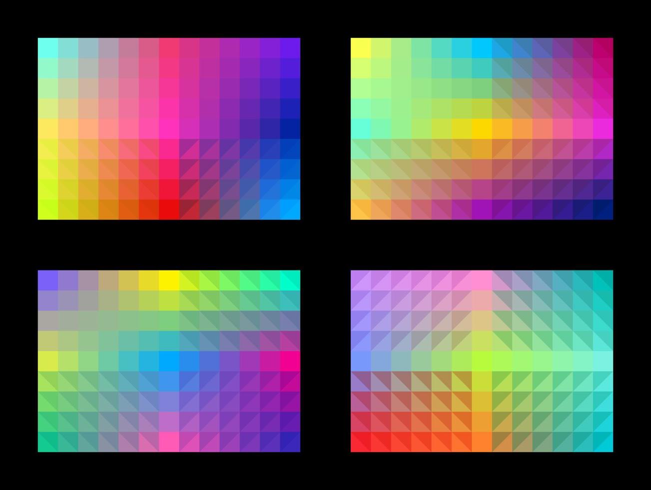 Colorful background pattern set. Abstract geometric shapes. Gradient square triangle. Template design for publications, cover, poster, flyer, brochure, banner, wall. Vector illustration.