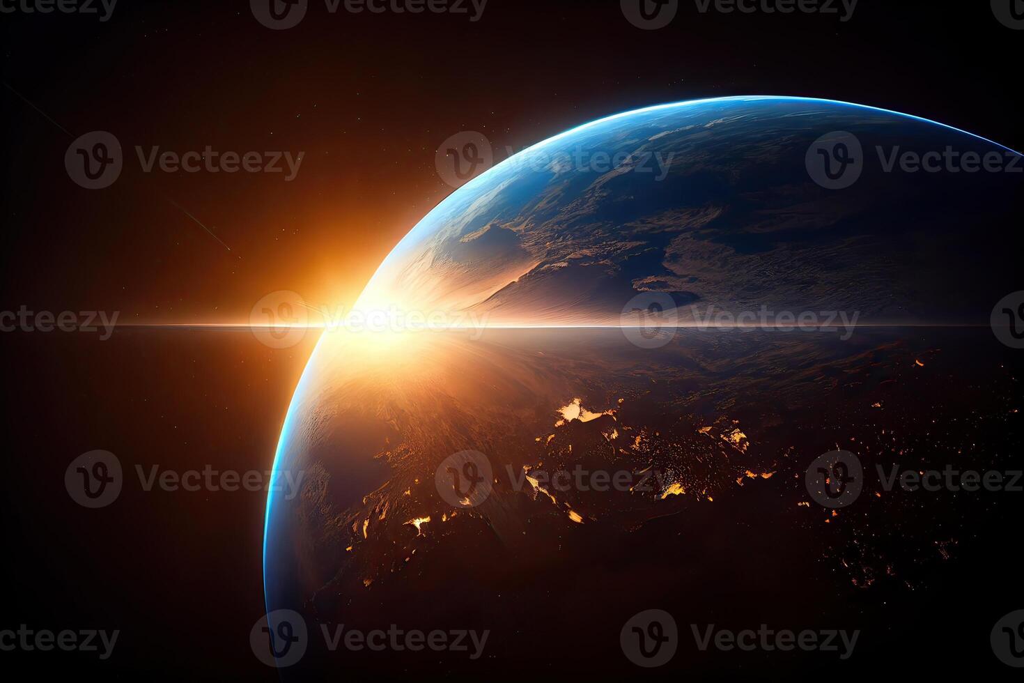 beautiful planet Earth seen from space, Aerial view of sunrise and sunset aerial view. photo