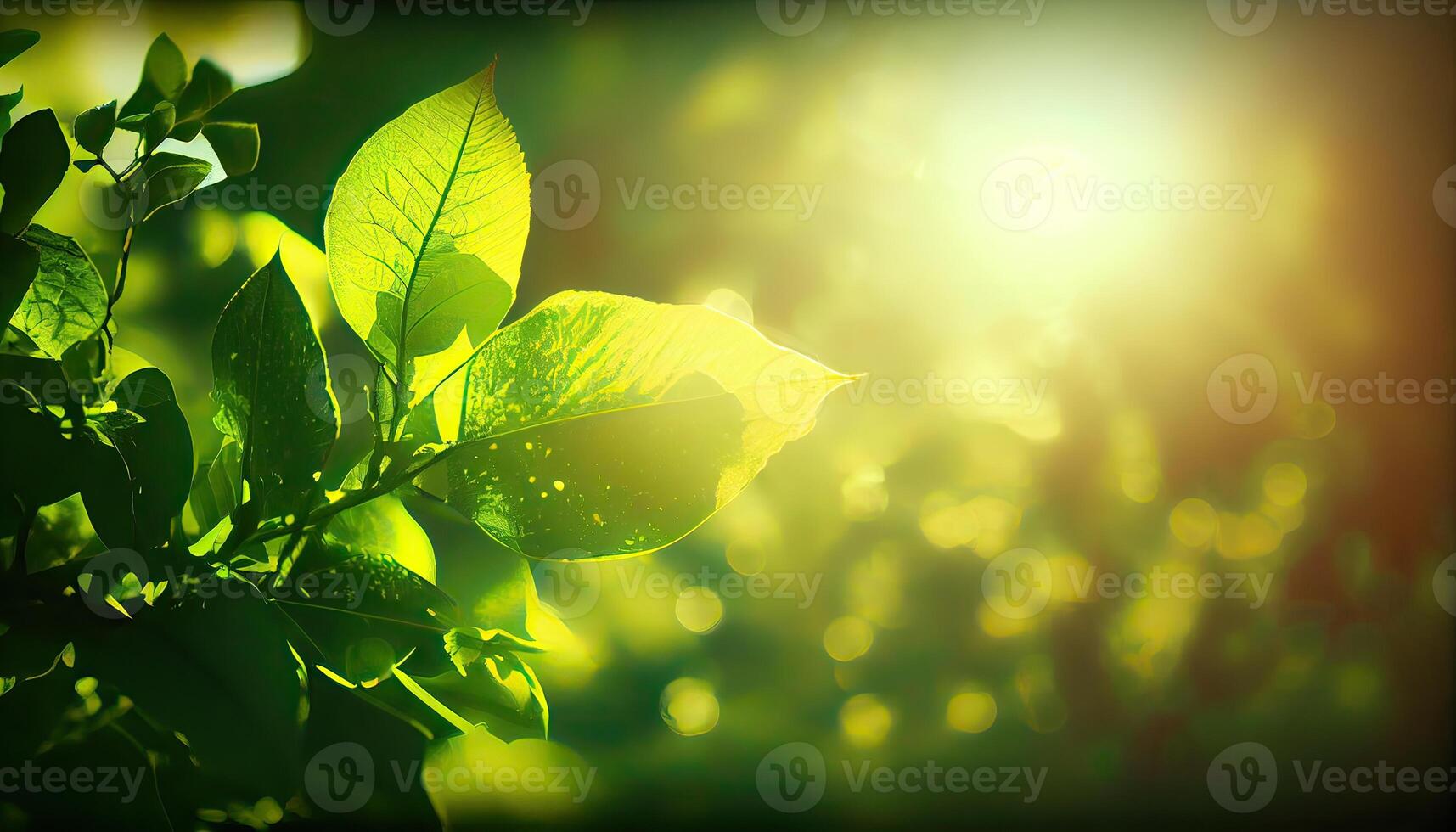 Green leaves of a tree against the sky. Sun soft light through the green foliage of the tree. Spring natural background. Fresh green leaves. photo