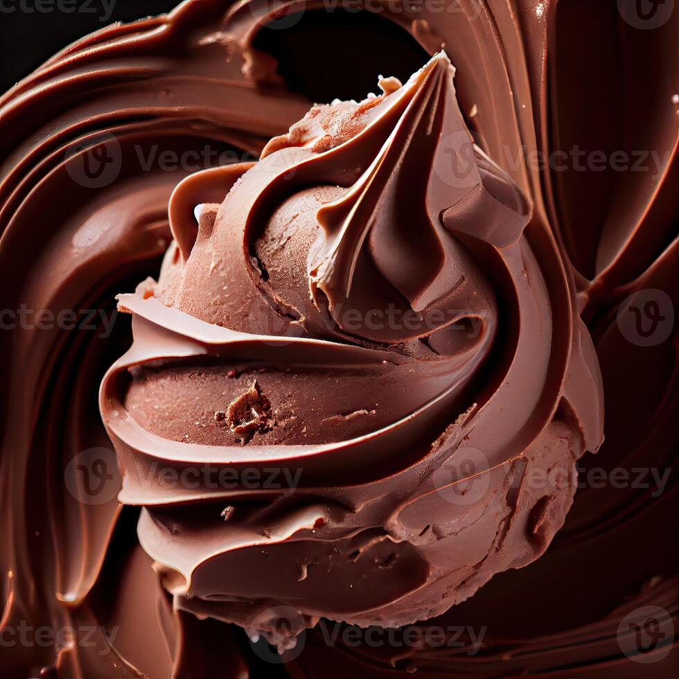 Chocolate ice cream background close up shoot. texture of melting chocolate ice cream like background, close up. photo