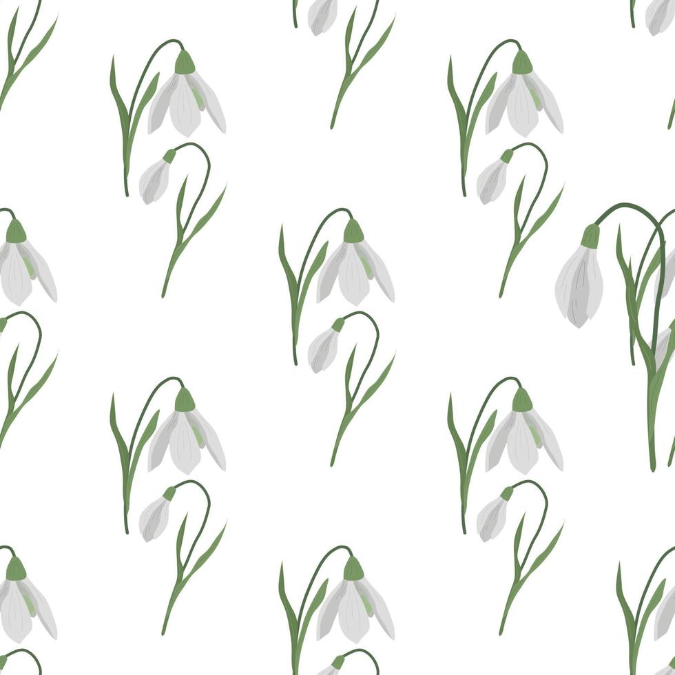 Seamless pattern with spring flowers and snowdrops vector