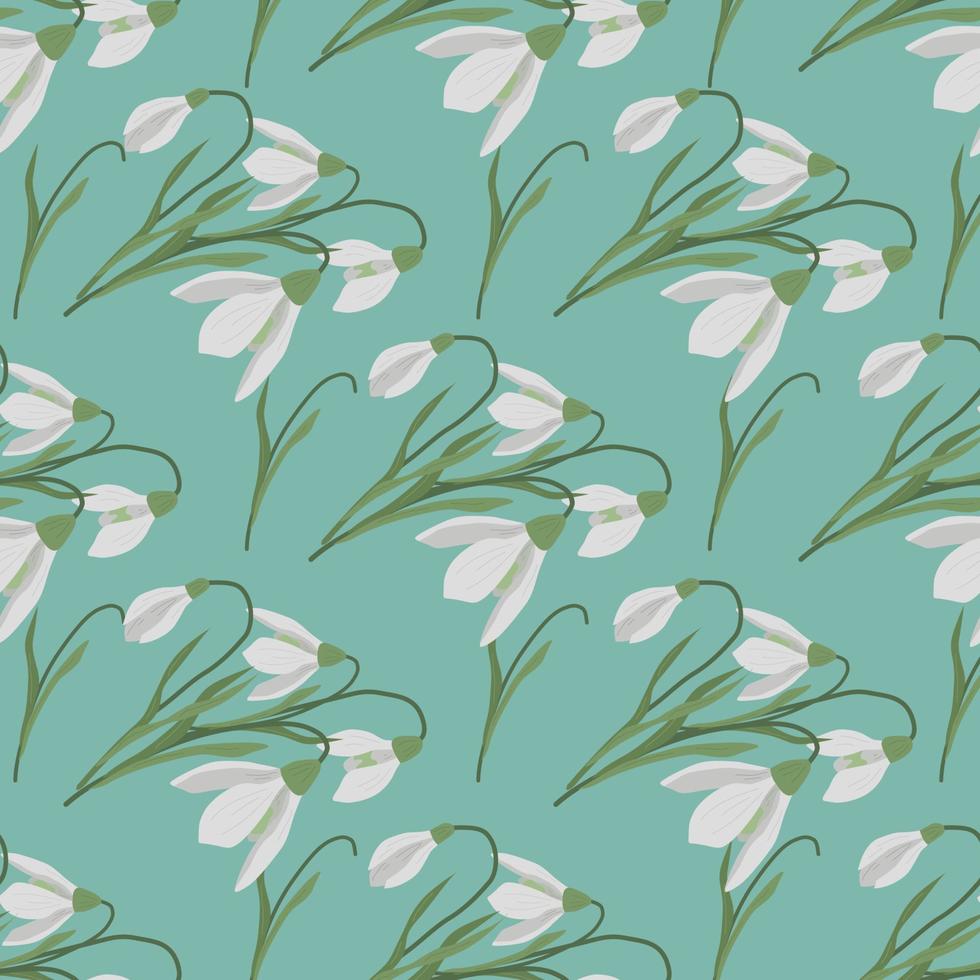 Seamless pattern with spring flowers and snowdrops vector