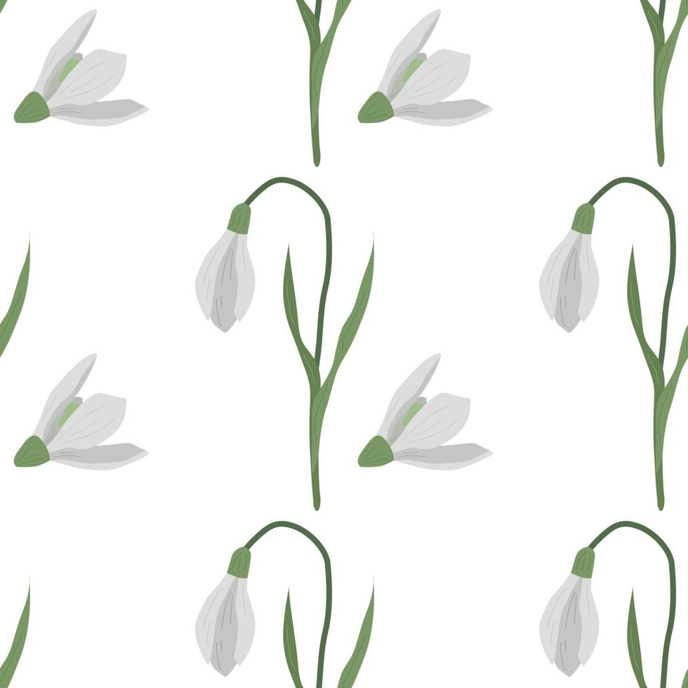 Seamless pattern with spring flowers and snowdrops vector