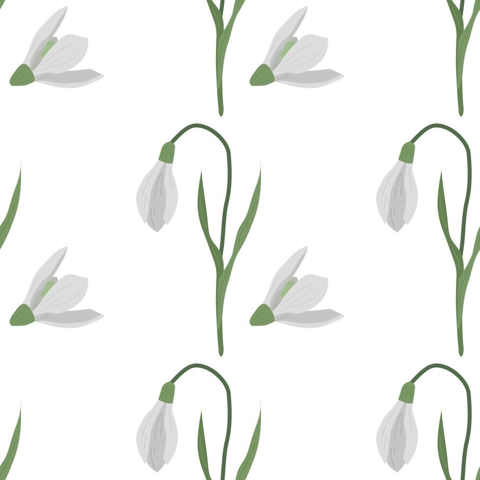 Seamless pattern with spring flowers and snowdrops vector