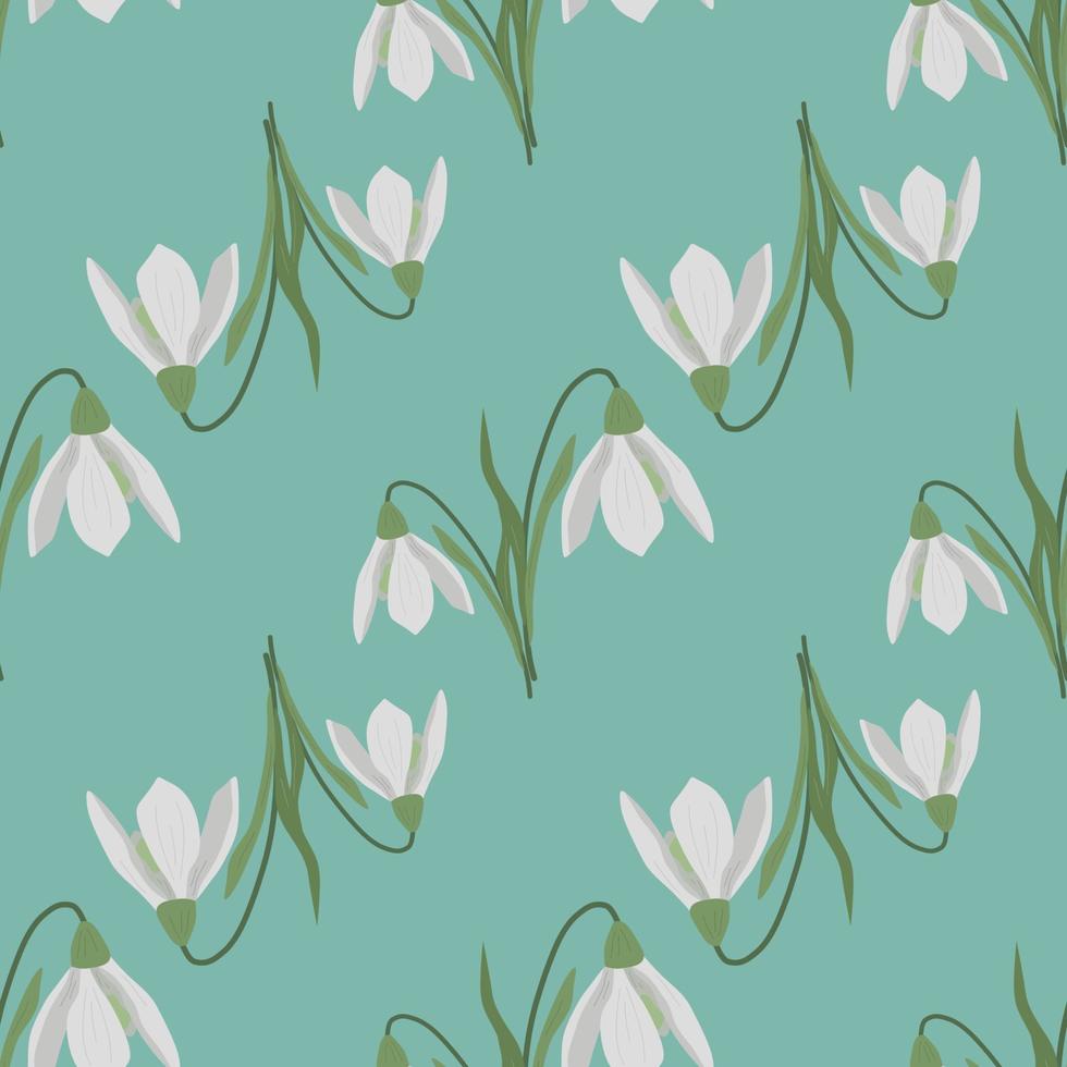 Seamless pattern with spring flowers and snowdrops vector