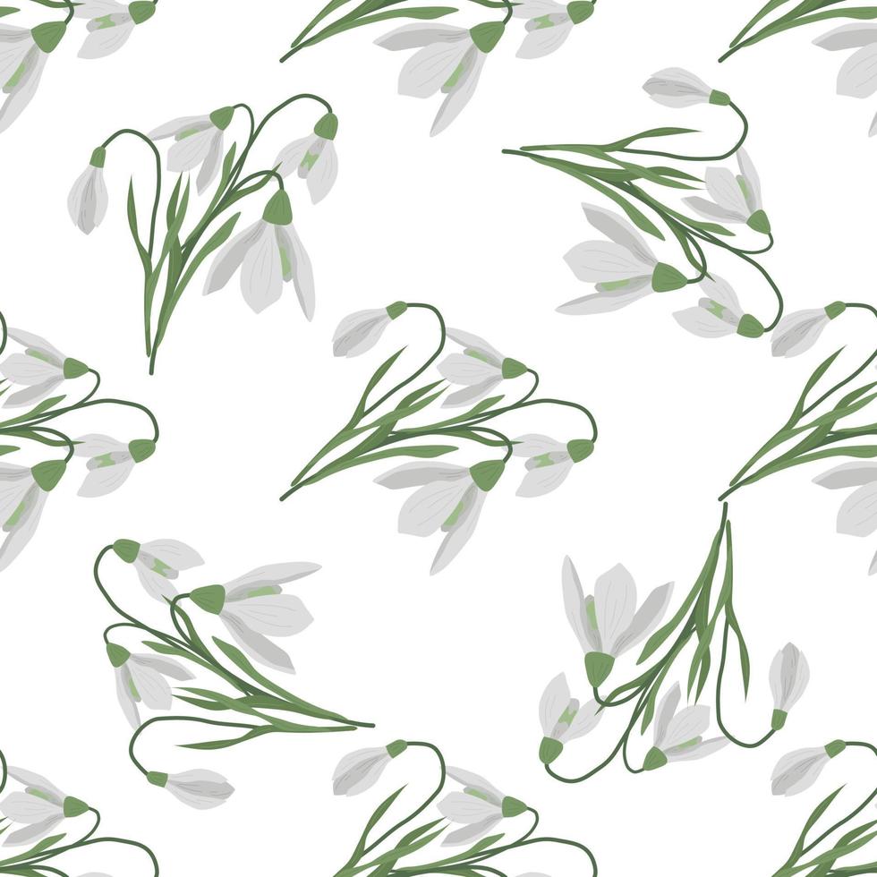 Seamless pattern with spring flowers and snowdrops vector