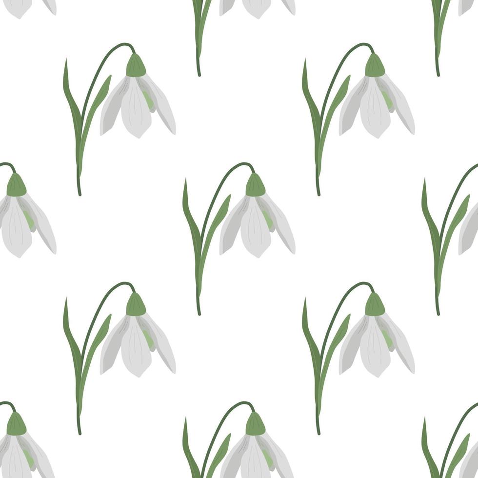 Seamless pattern with spring flowers and snowdrops vector