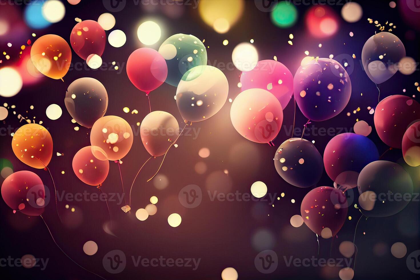Celebration party banner with colorful balloons background. Background. Set of Balloons for birthdays, anniversaries, and Celebration Party Decorations. photo