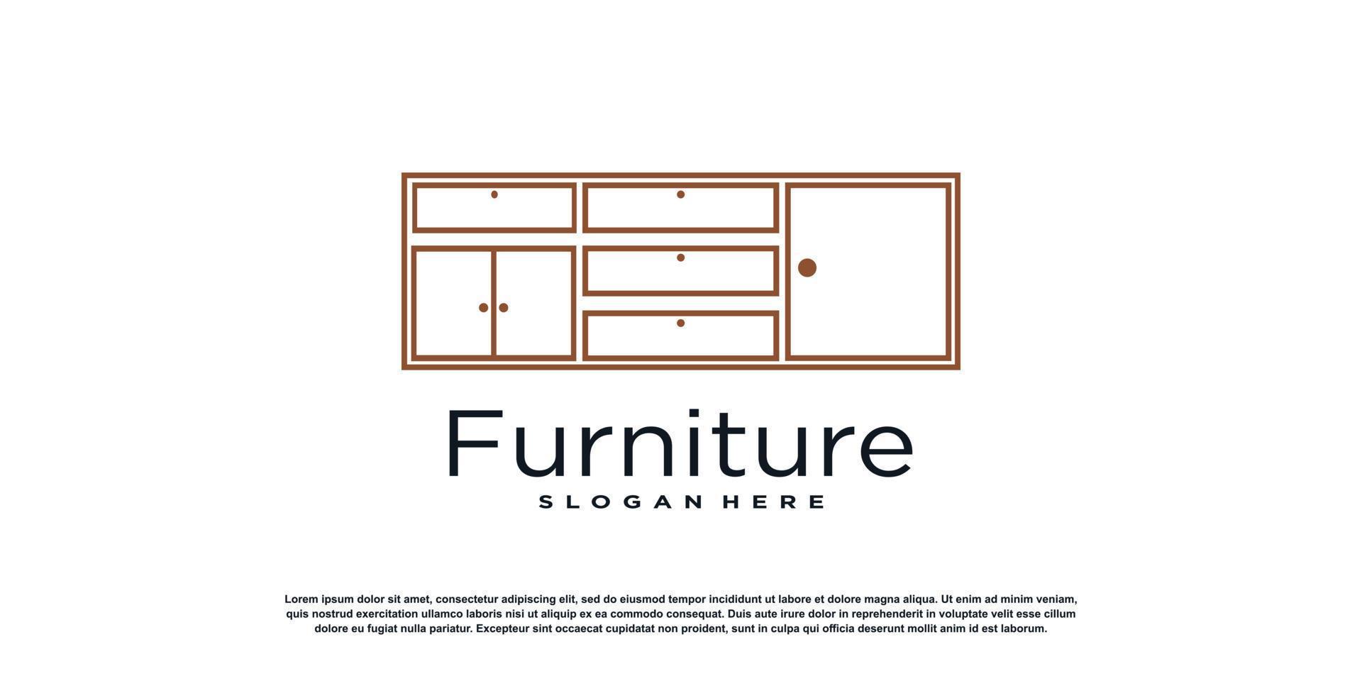 furniture logo design template wuth creative concept premium vector