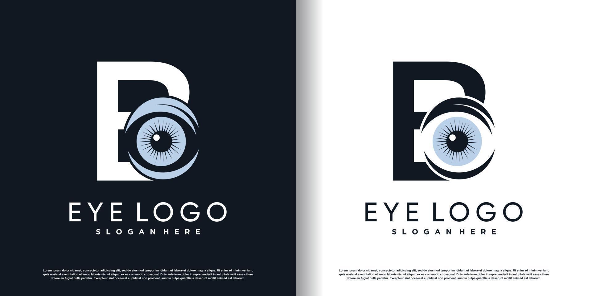 initial letter b logo design template with eye concept premium vector