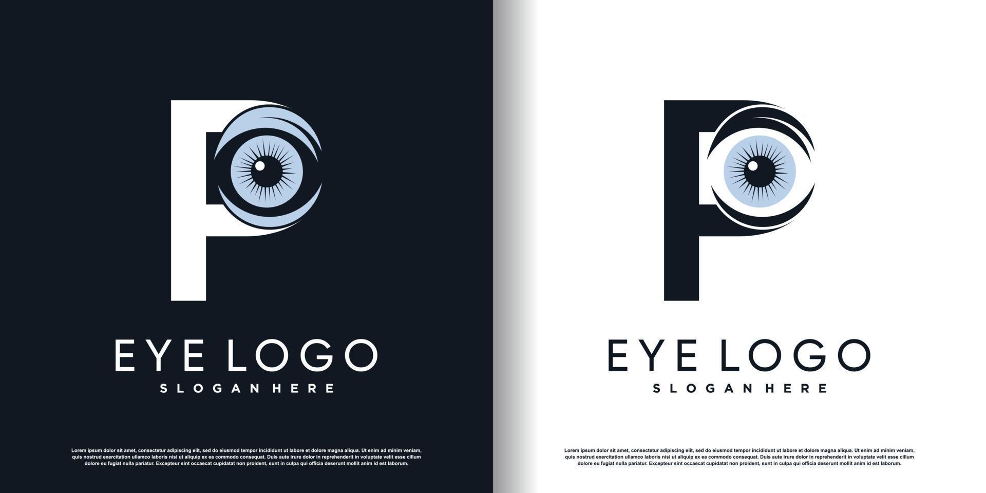 initial letter p logo design template with eye concept premium vector