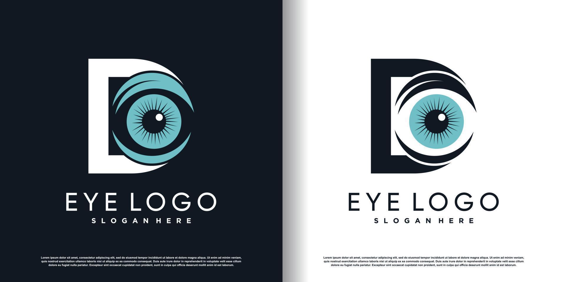 initial letter d logo design template with eye concept premium vector