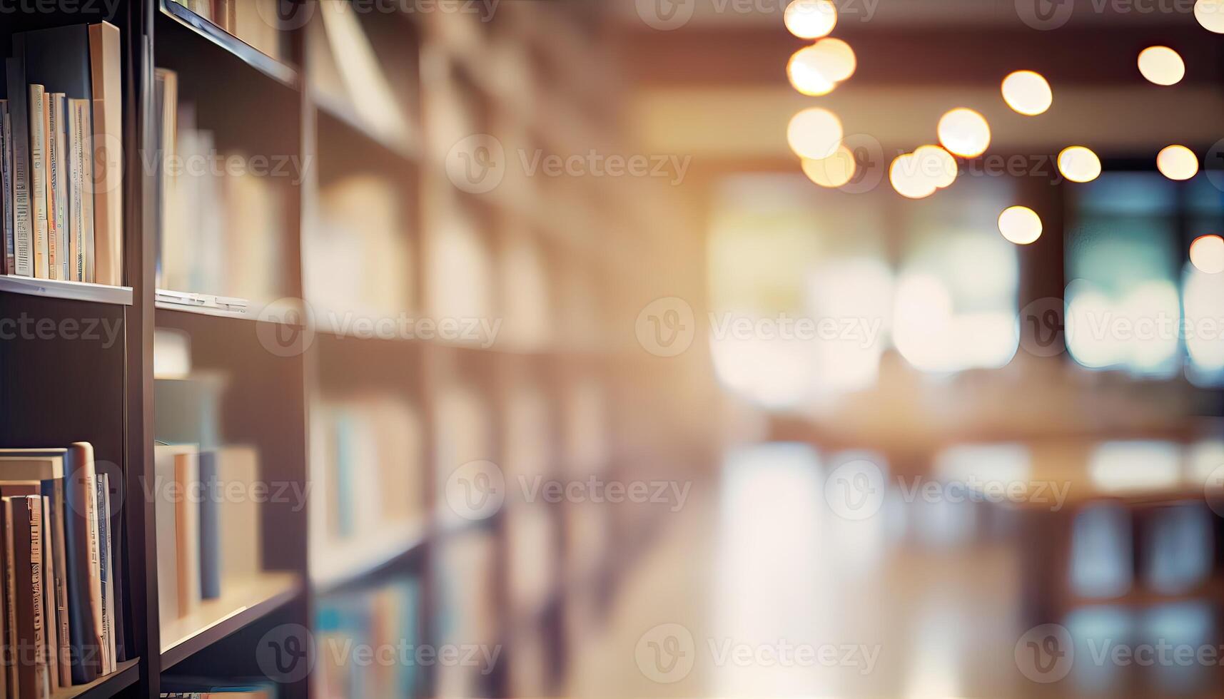 Abstract blurred public library interior space. blurry room with bookshelves by defocused effect. use for background or backdrop in Abstract blurred publicbusiness or education concepts. photo