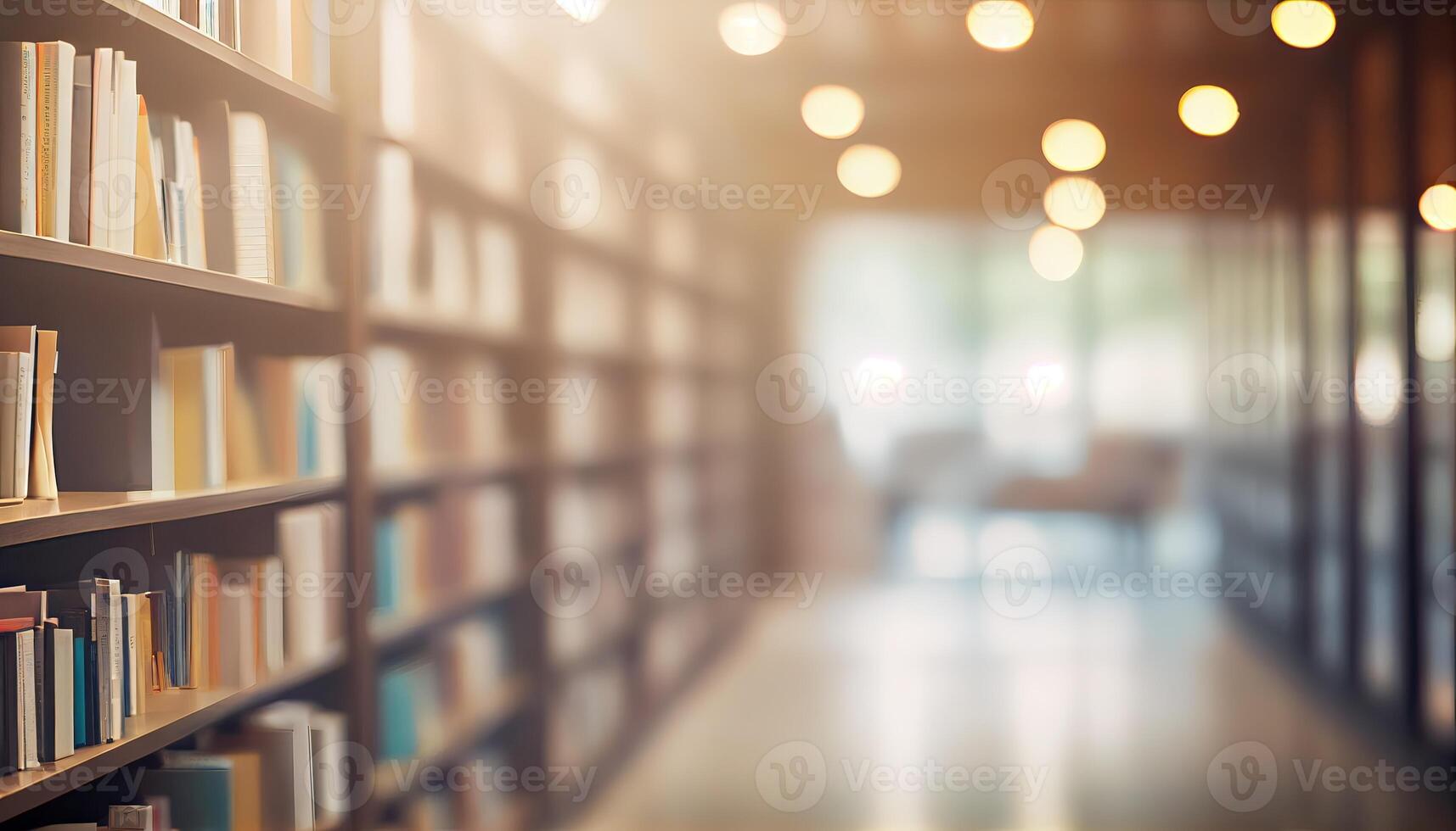 Abstract blurred public library interior space. blurry room with bookshelves by defocused effect. use for background or backdrop in Abstract blurred publicbusiness or education concepts. photo