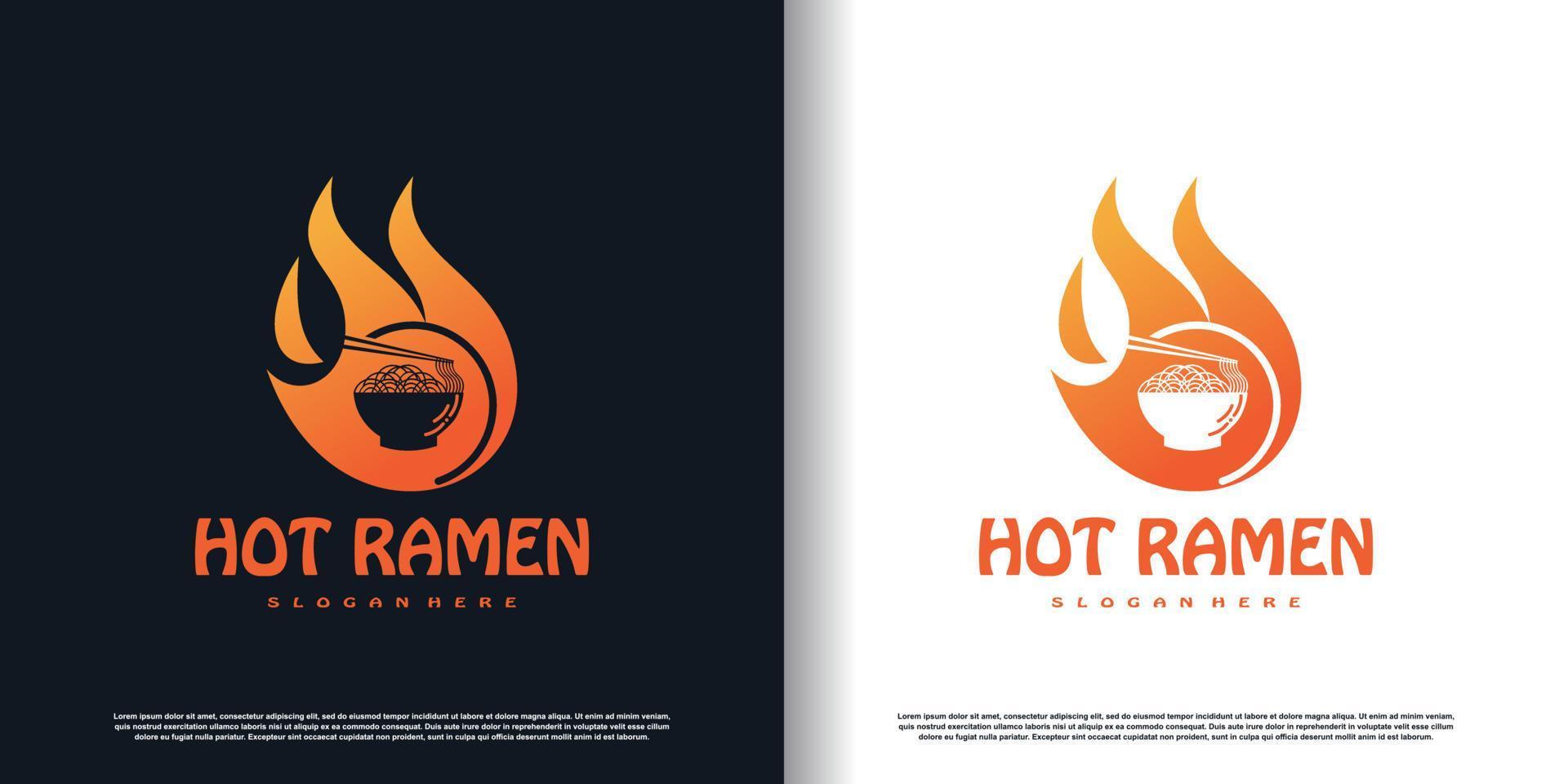 hot noodle design vector with creative concept premium vector