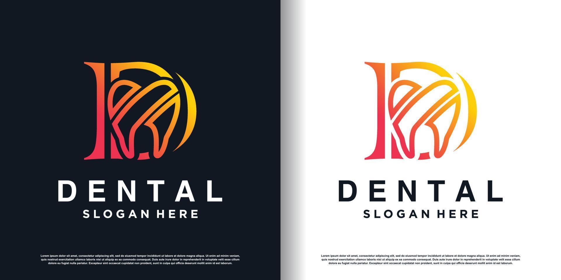 dental logo design vector with letter D concept premium vector