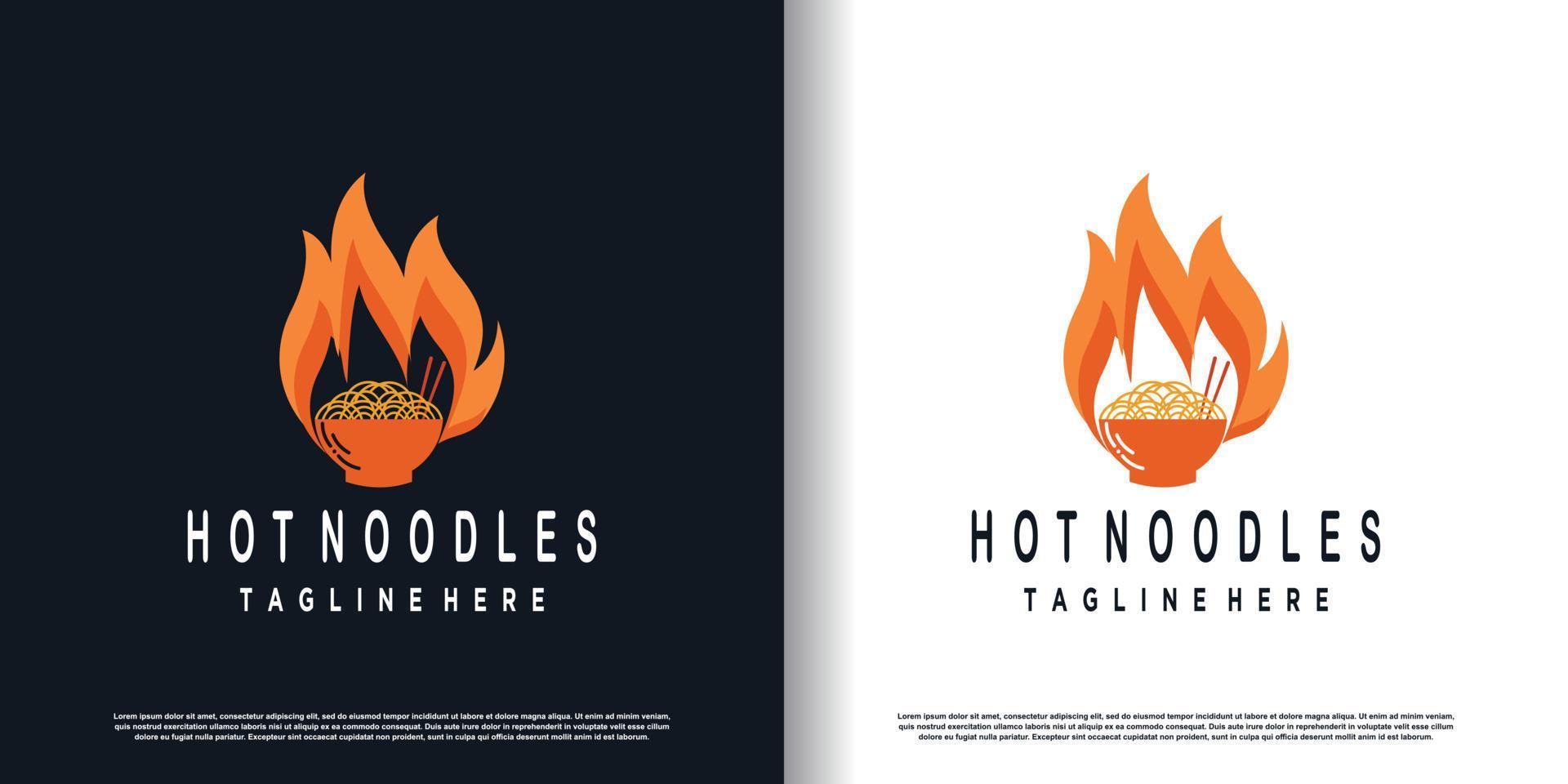 hot noodle design vector with creative concept premium vector