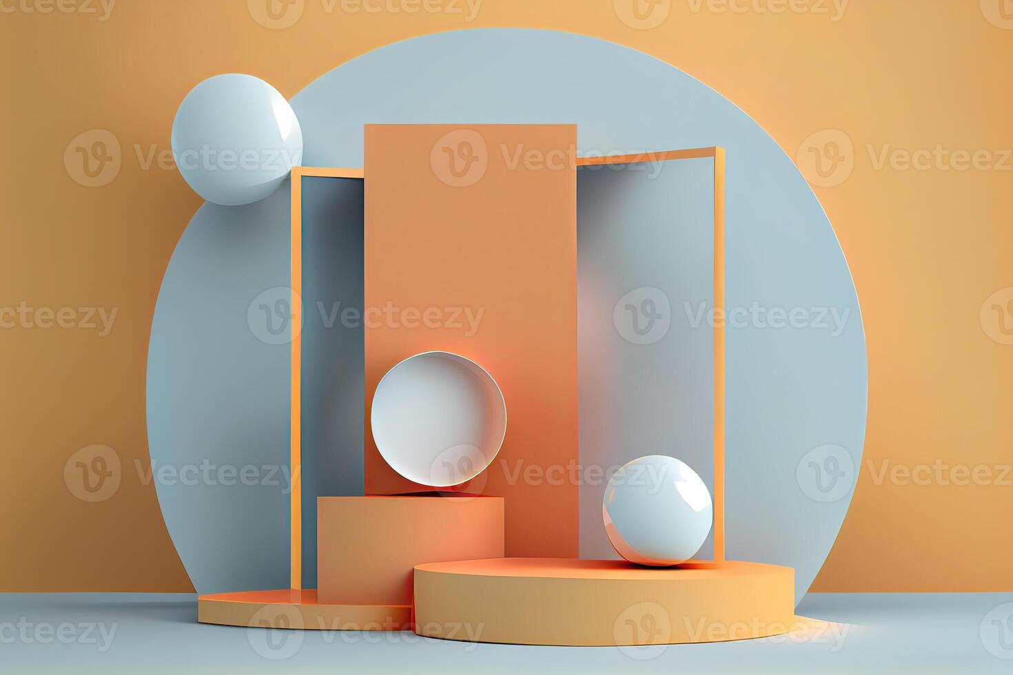 Background 3d with stage product shape podium. 3d background products display podium with pastel color background. 3d rendering podium. stand to show display illustration. photo