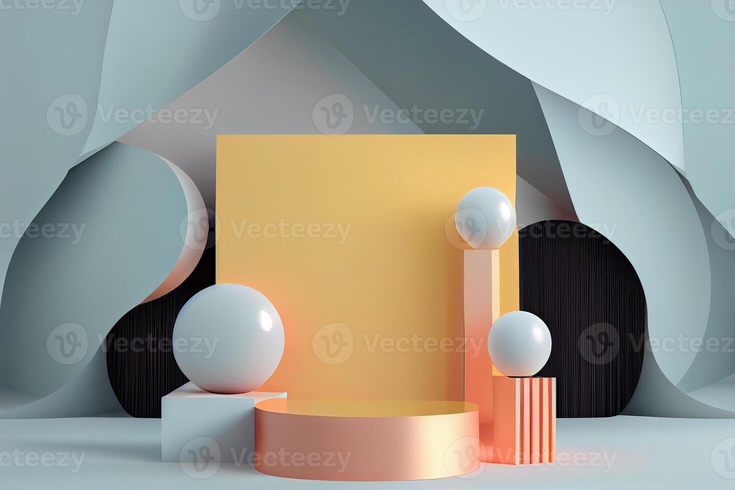 Background 3d with stage product shape podium. 3d background products display podium with pastel color background. 3d rendering podium. stand to show display illustration. photo