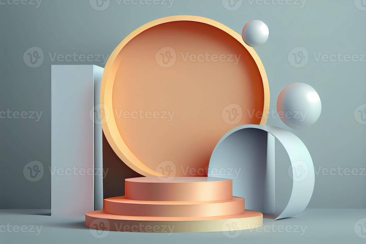 Background 3d with stage product shape podium. 3d background products display podium with pastel color background. 3d rendering podium. stand to show display illustration. photo