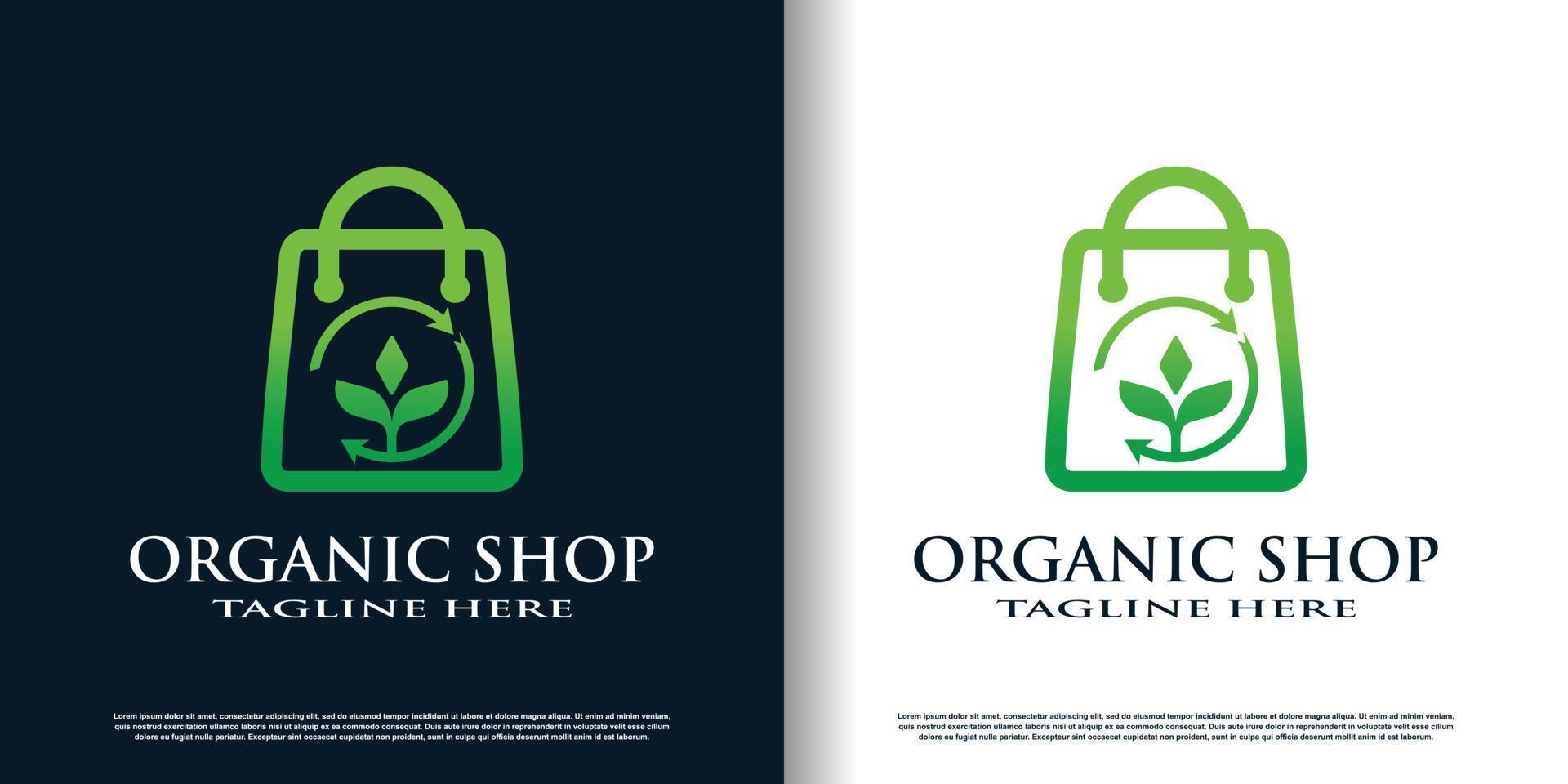 organic shop logo design with creative concept premiun vector