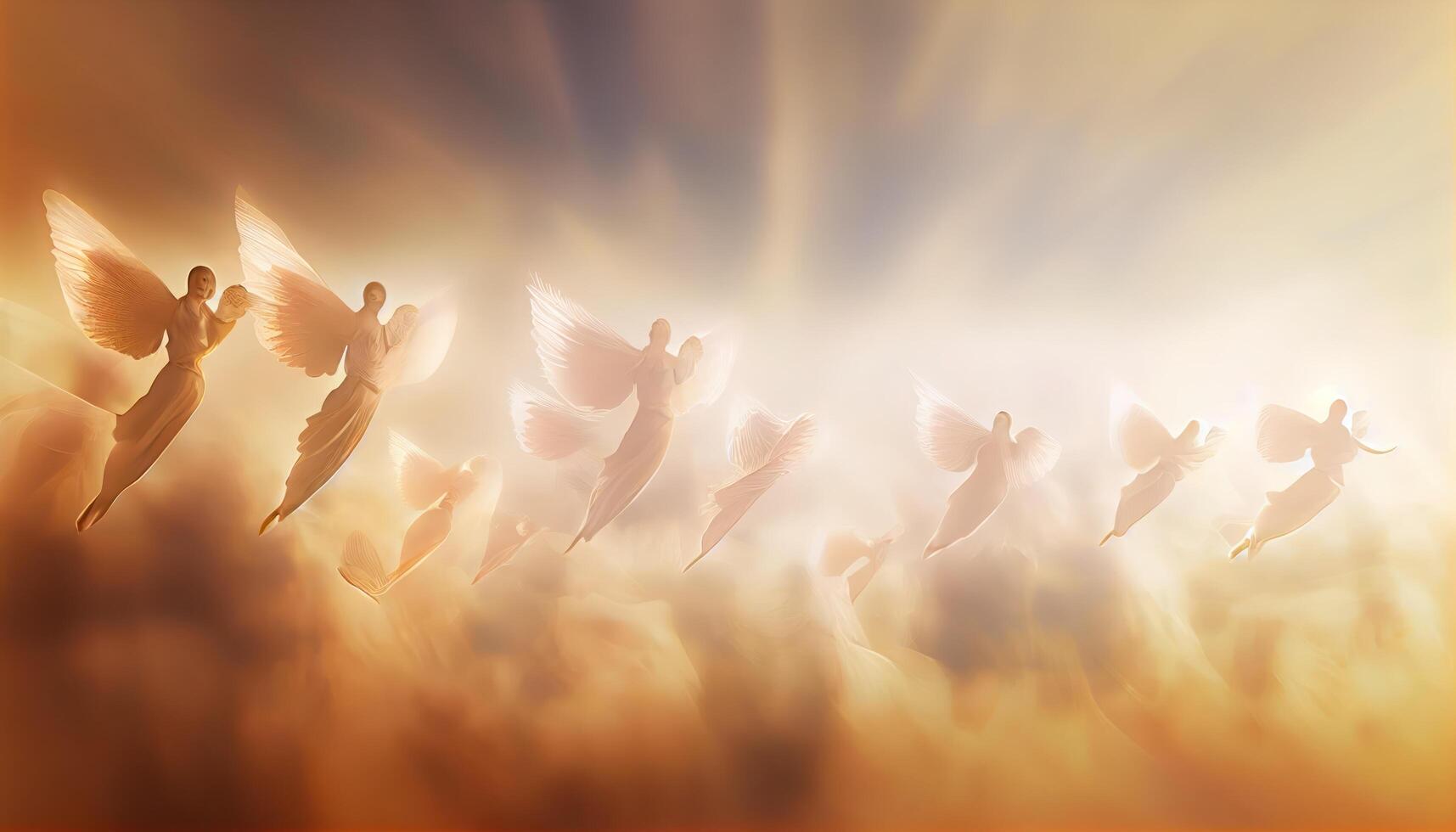 Abstract panoramic background with heavenly angels. photo