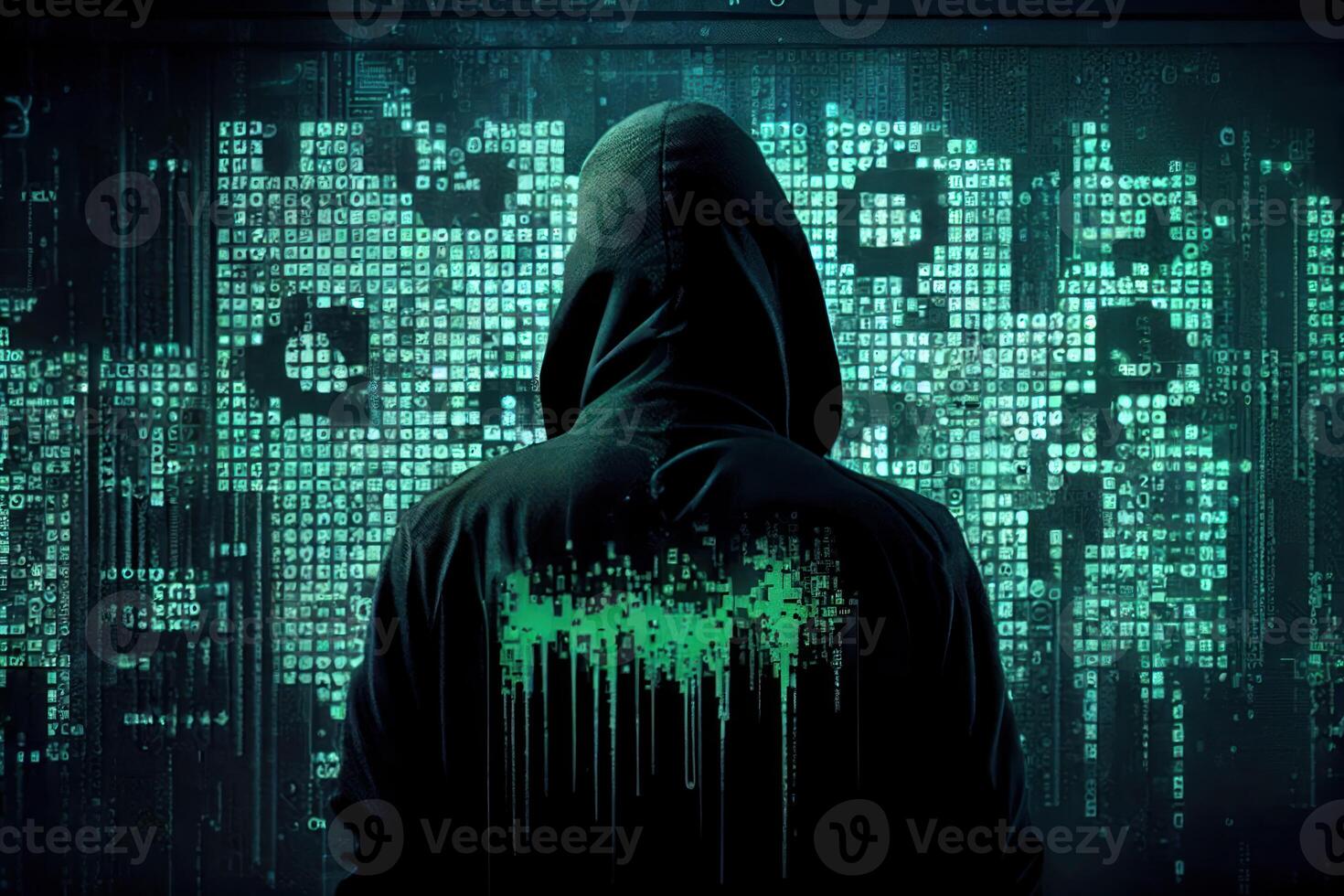 Hackers are hacking behind the matrix of computers. 22575045 Stock ...