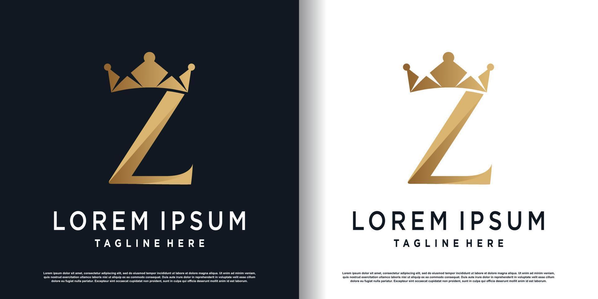 initial z logo design with crown element concept premium vector