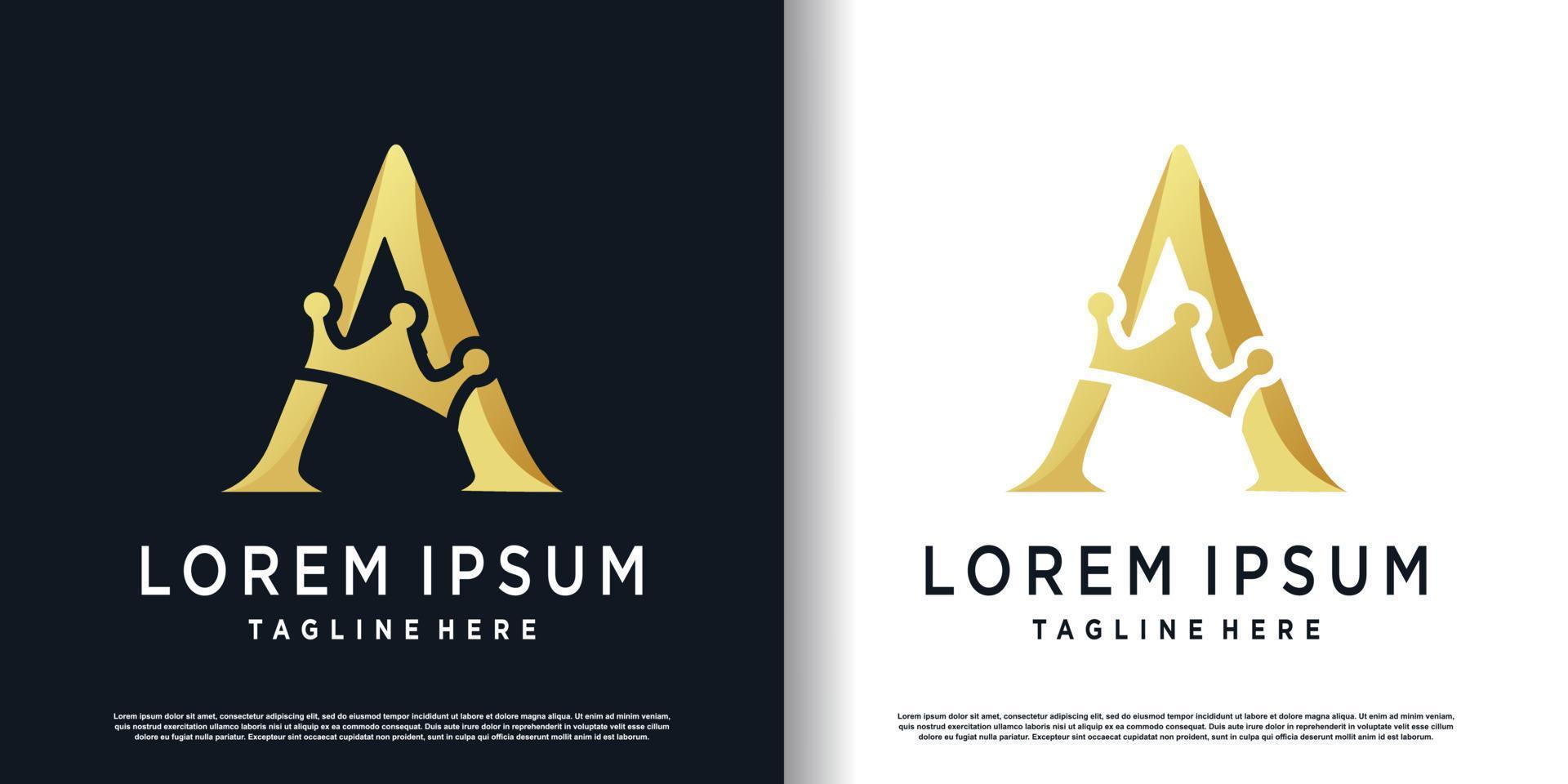 initial a logo design with crown element concept premium vector