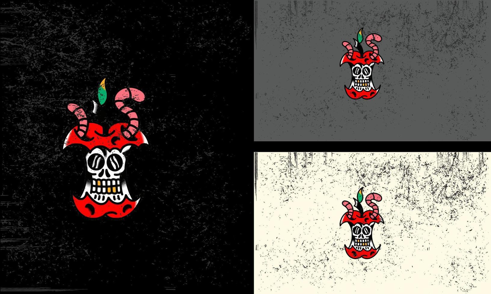 rojo manzana y oruga vector mascota diseño