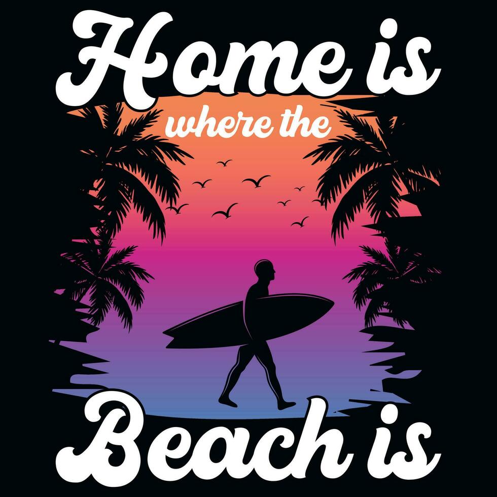 Summer surfing tshirt design vector