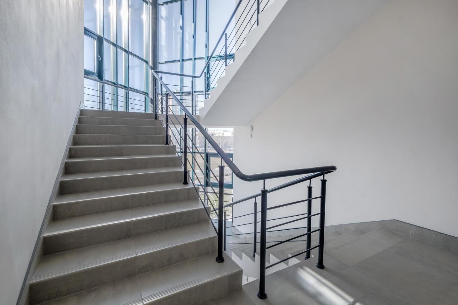 stairs  emergency and evacuation exit stair in up ladder in a new office building photo