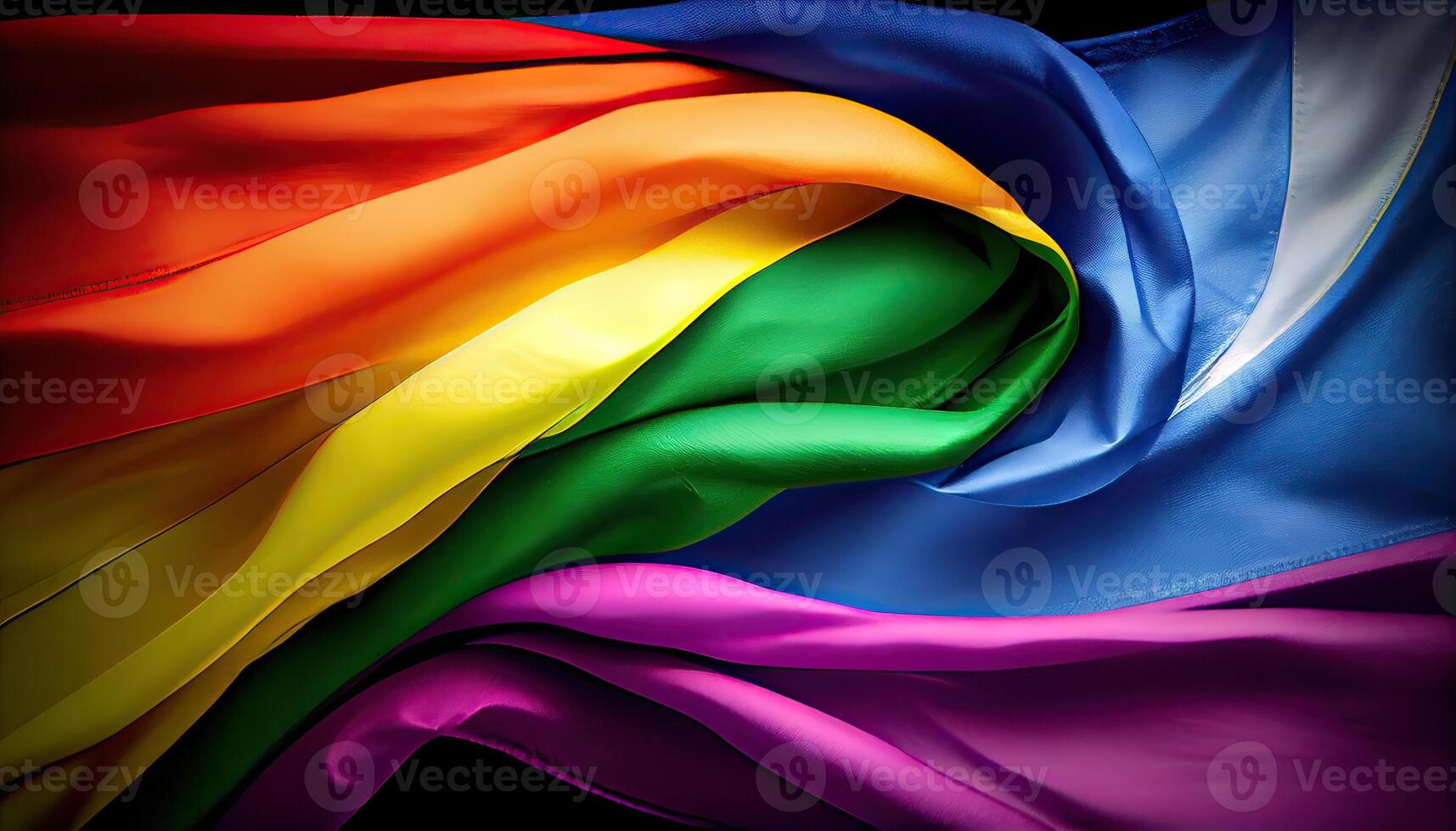 Rainbow flag. illustration. Waving colorful Rainbow flag. Detail of the rainbow flag. photo