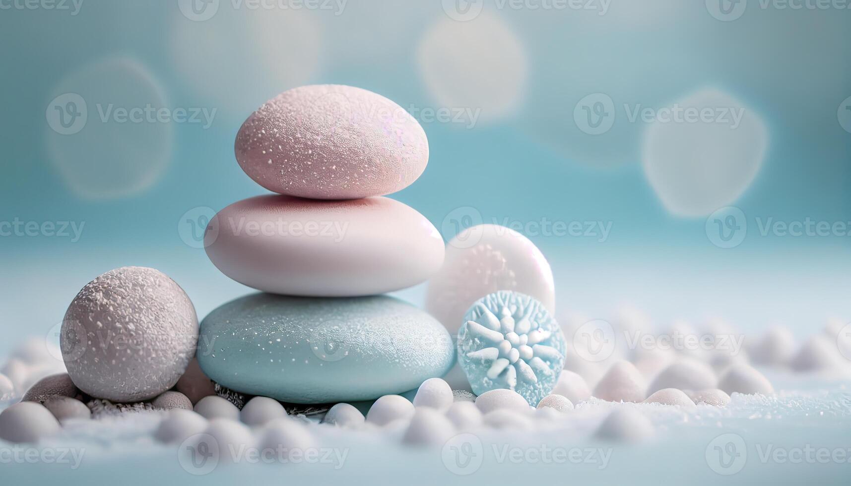 Pebbles stack balance over the bokeh background. photo