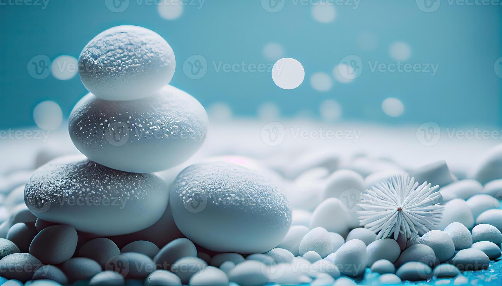 Pebbles stack balance over the bokeh background. photo