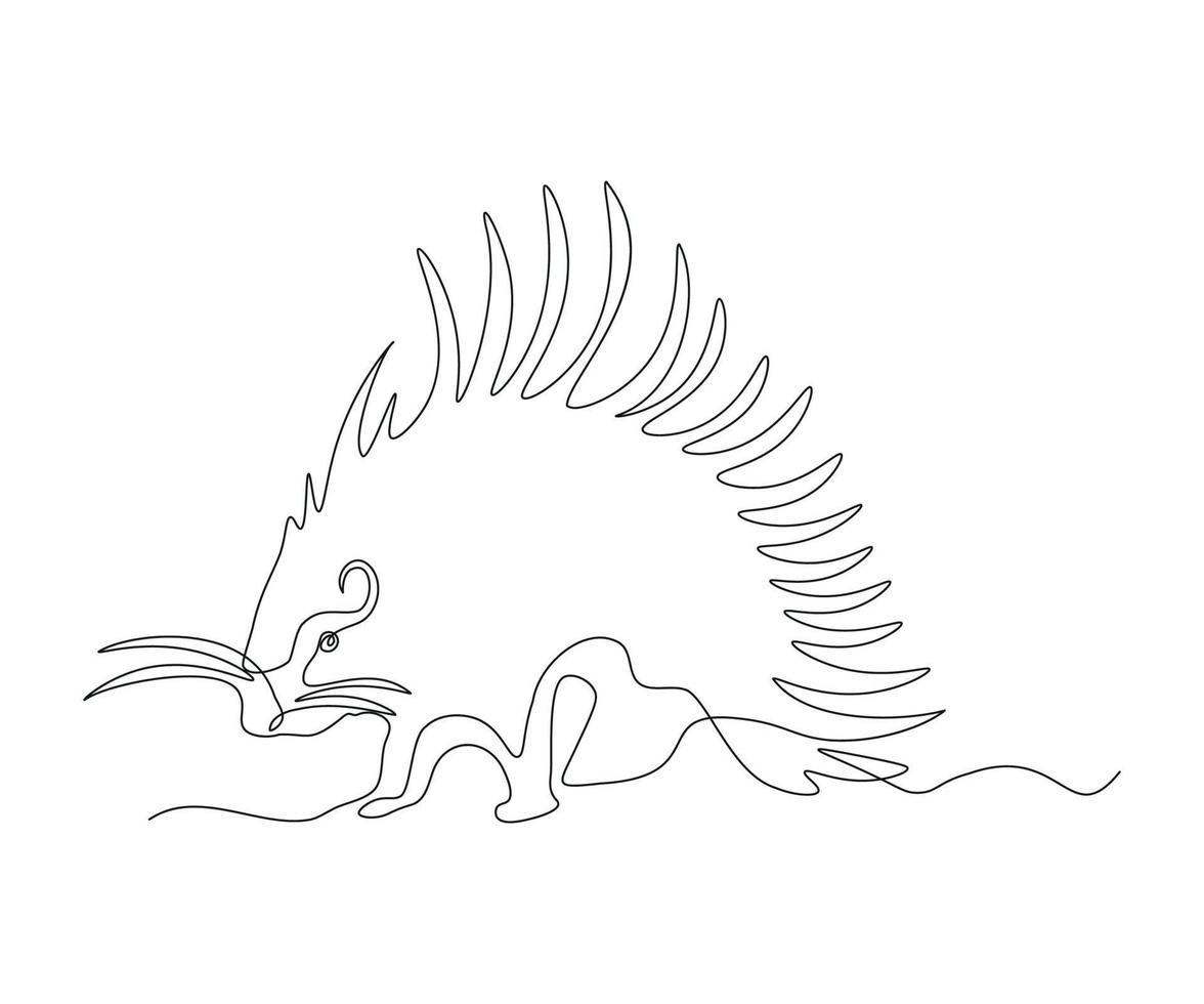abstract Porcupine Continuous One Line Drawing vector