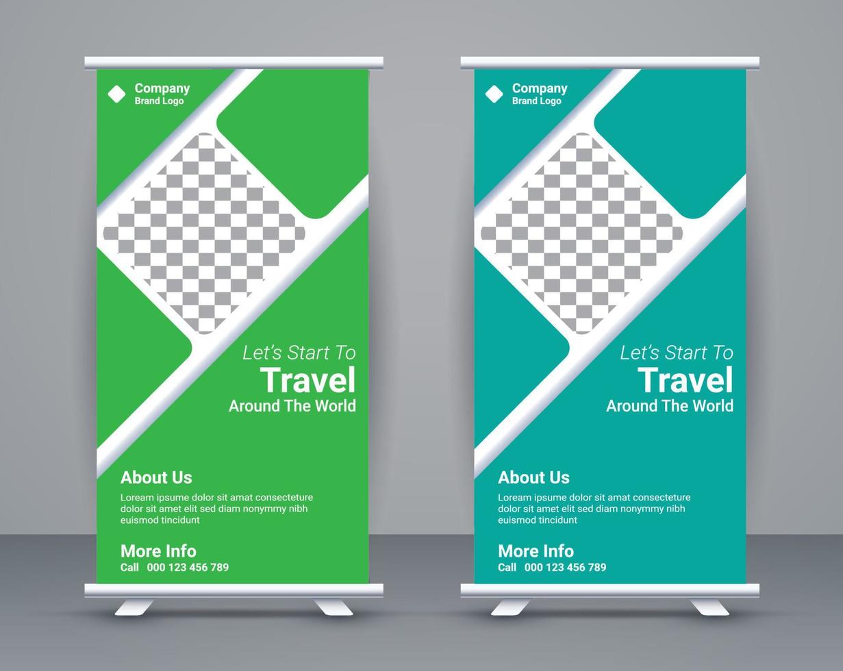 Roll up banner template  and travel banner design  free vector