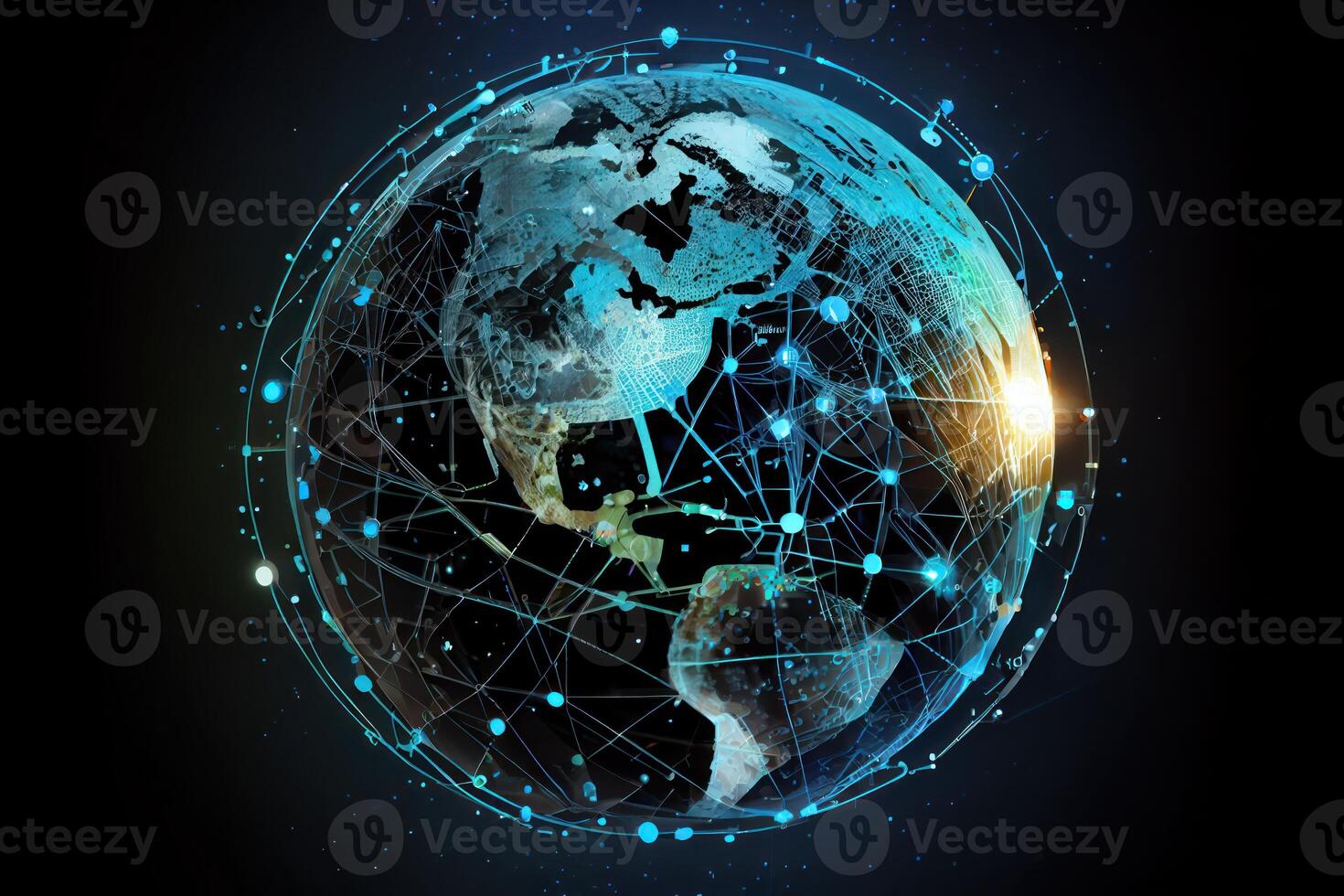 technology with global communication network connected around