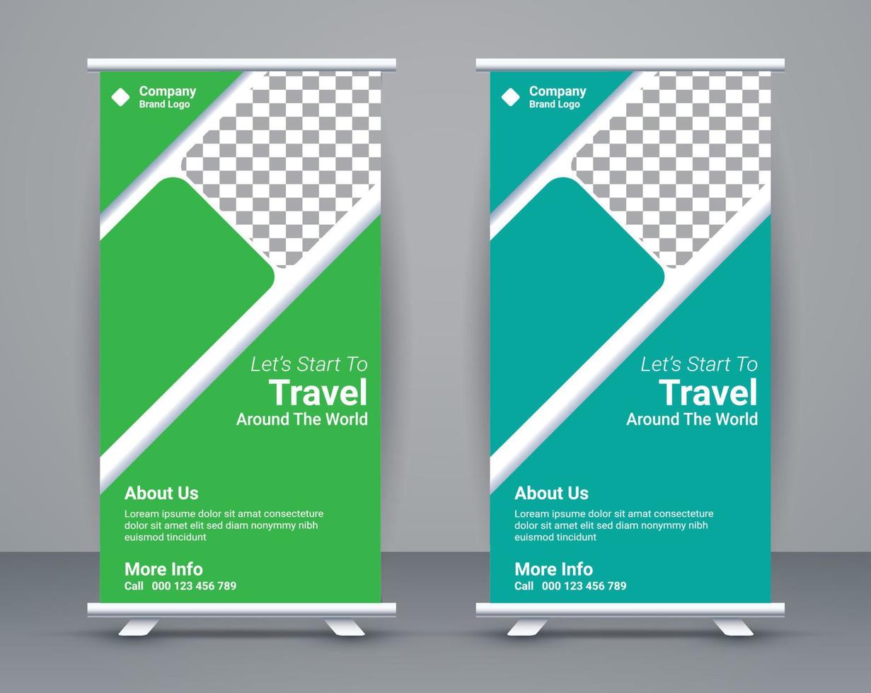 Roll up banner template  and travel banner design  free vector