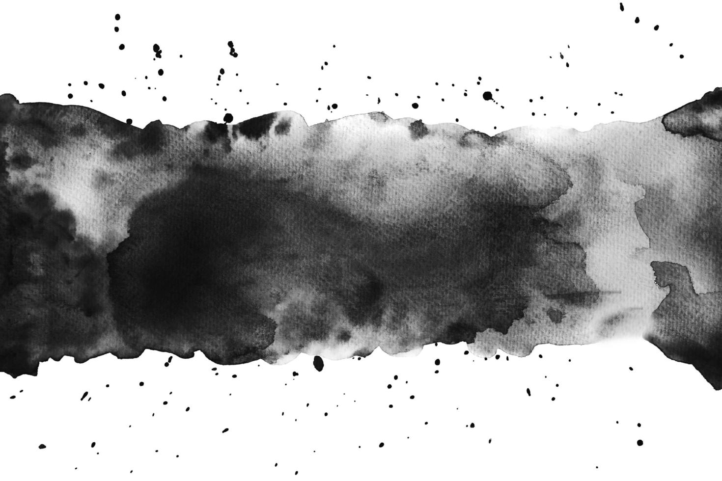 Black and white Watercolor hand painting and splash abstract texture on white paper Background photo