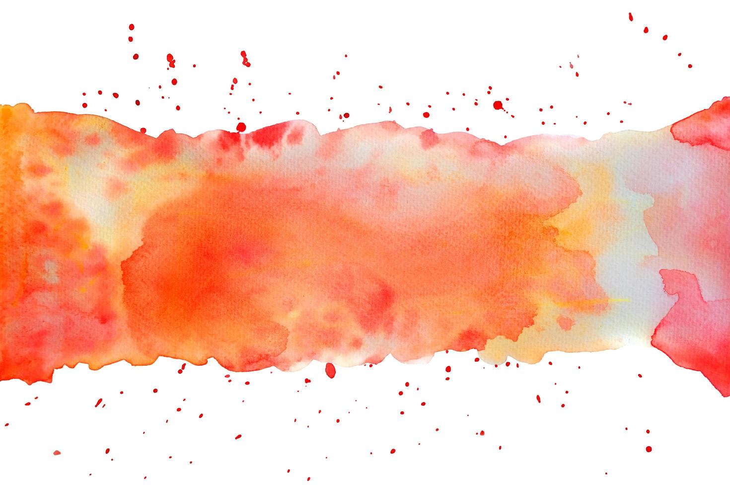 Red, orange and yellow Watercolor hand painting and splash abstract texture on white paper Background photo