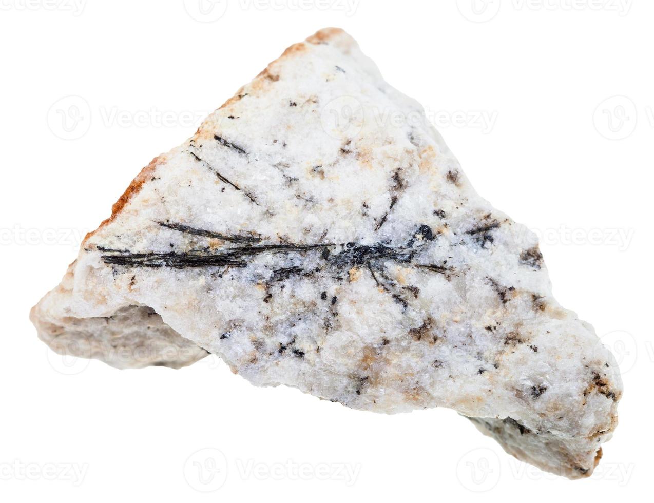 Ludwigite crystals in rock isolated photo